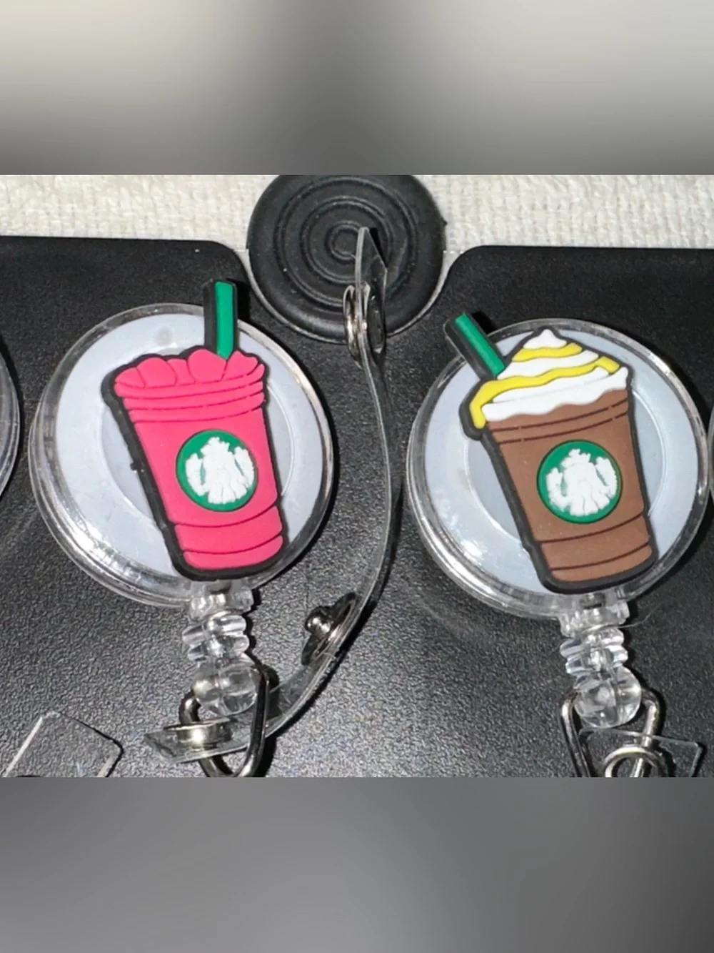Assorted Coffee Cup Badge Reels with Retractable Clips - Multicolor